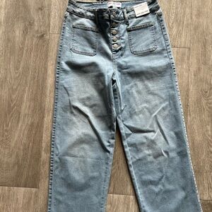 High-Waisted Button-Fly Cropped Jeans